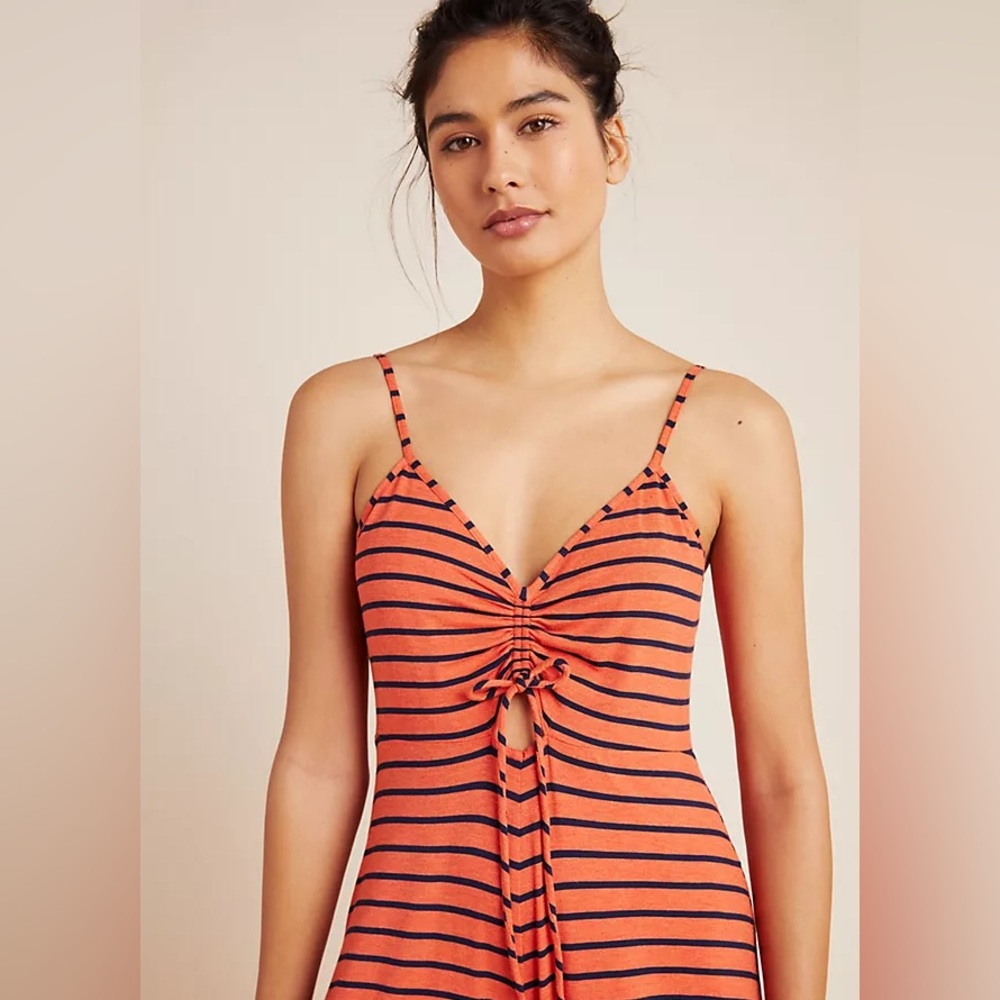 Anthropologie Red and Black Striped Jumpsuit - Picture 2 of 7